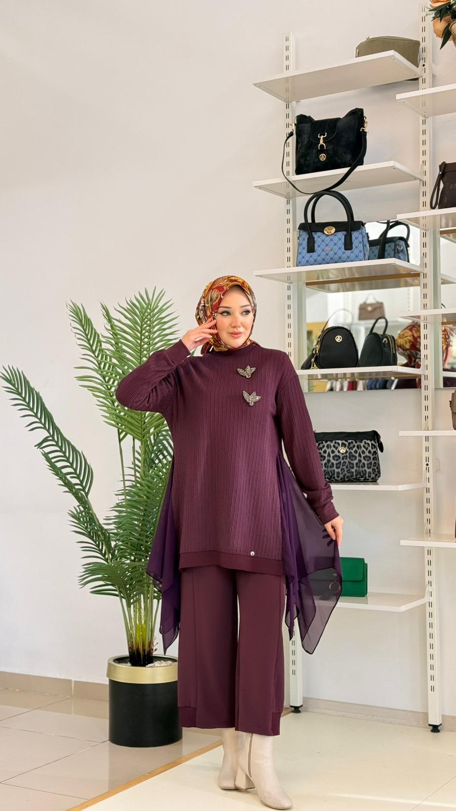 Armine Trend Asimetrik Kesim Şifon Detaylı