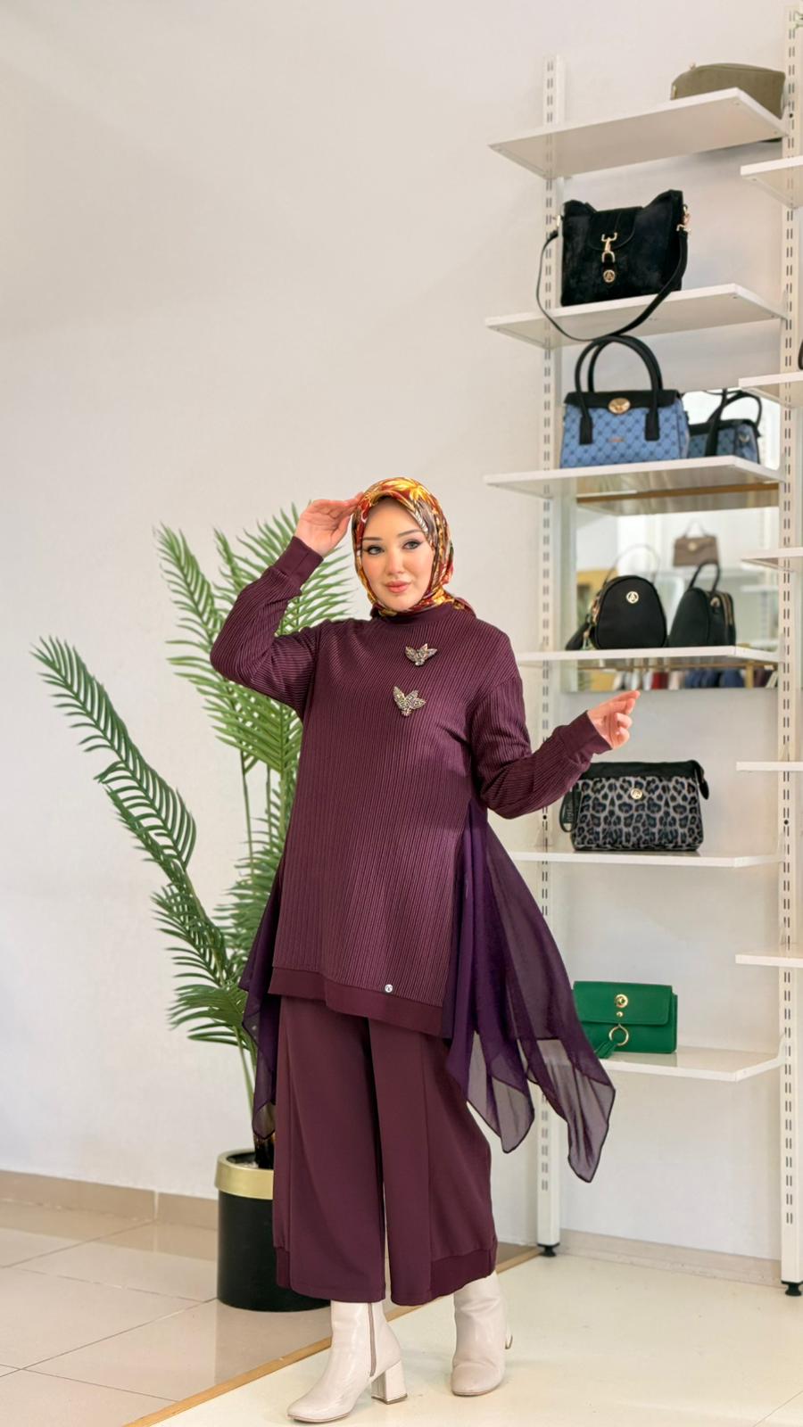 Armine Trend Asimetrik Kesim Şifon Detaylı