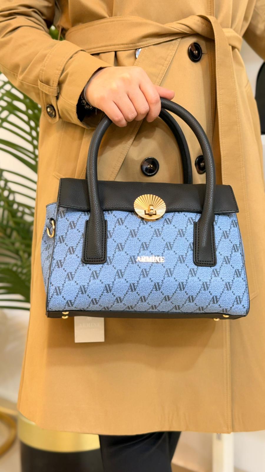Amine Monogram Desenli Kilit Detaylı Kadın El Çantası