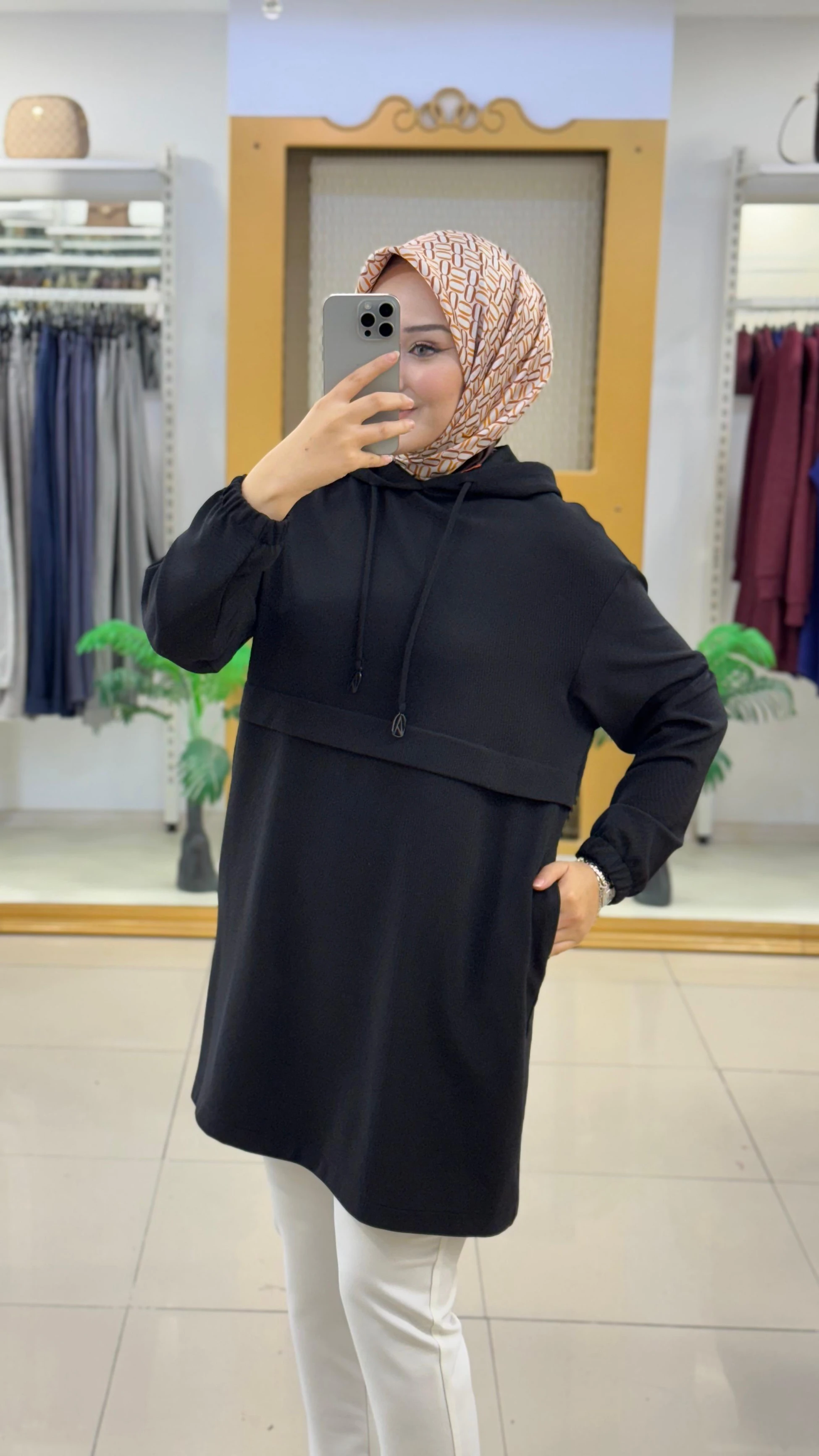 Armine Trend Kapüşonlu Rahat Kesim Uzun Tunik